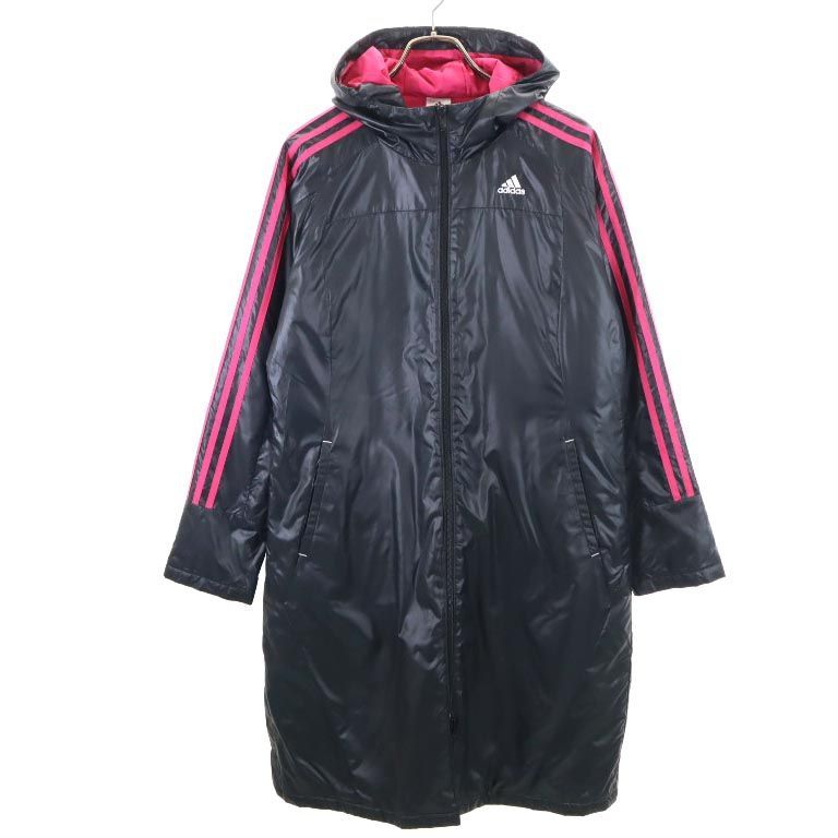 アディダス ベンチコート L ブラック adidas レディース 古着 【240102】