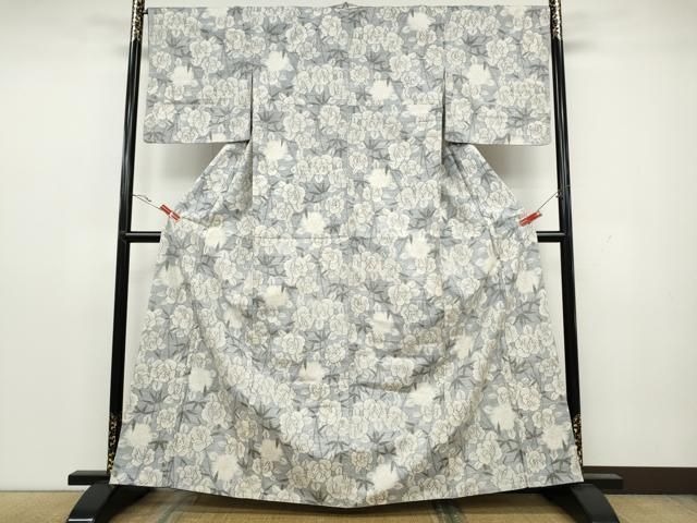 平和屋着物 小千谷紬 舞花尽くし 正絹 CAAY4858ut