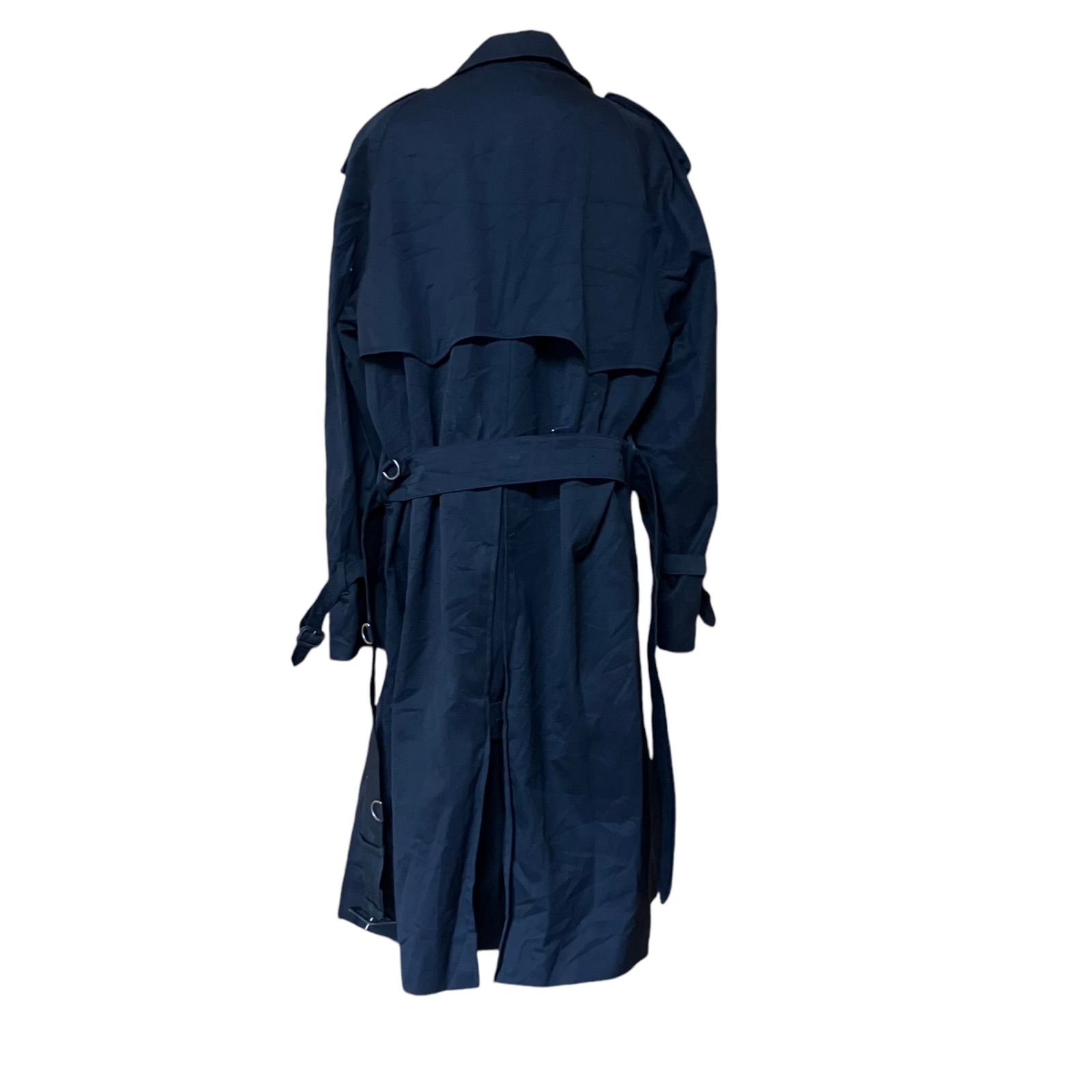 Rene ビジュー ミックスツイード ジップ ノーカラー ジャケット 38 紺