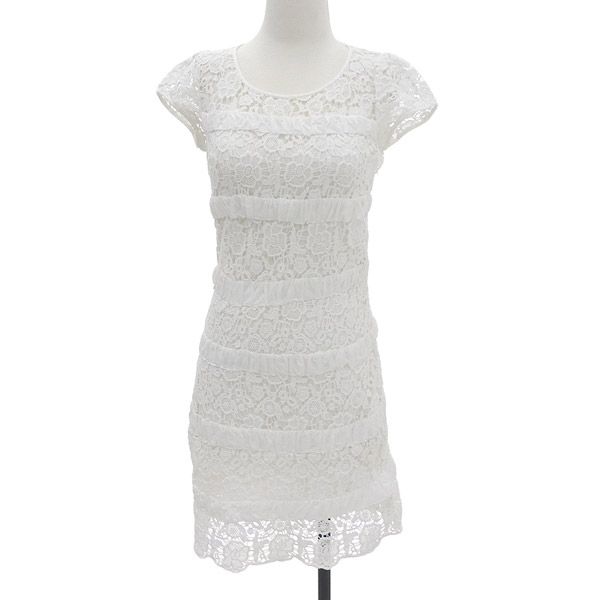 超 ダイアンフォンファステンバーグ DVF 花柄 刺繍 ワンピース 4 ホワイト フローラル レディース 253470
