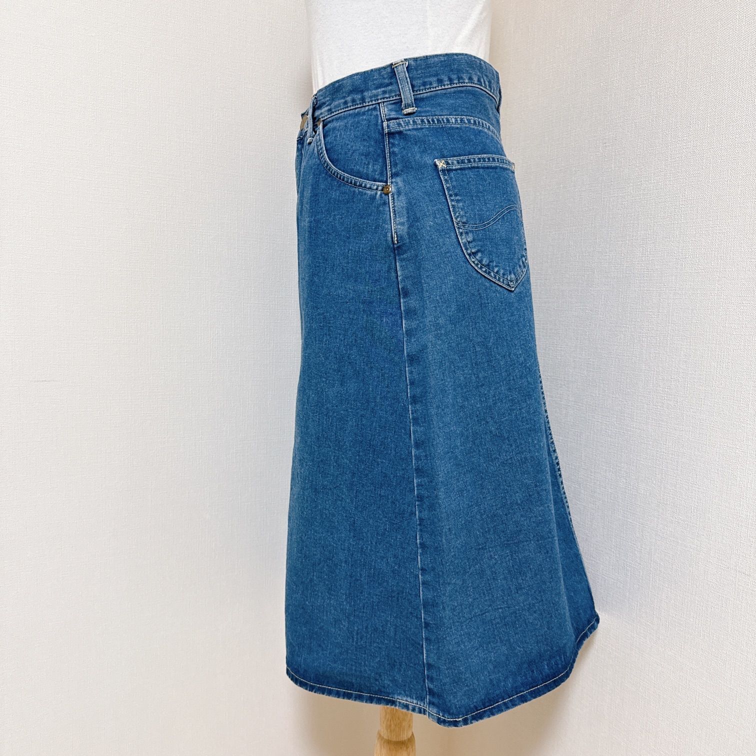 Lee リー スカート ひざ下丈 Aライン 台形 デニム 古着 日本製 M