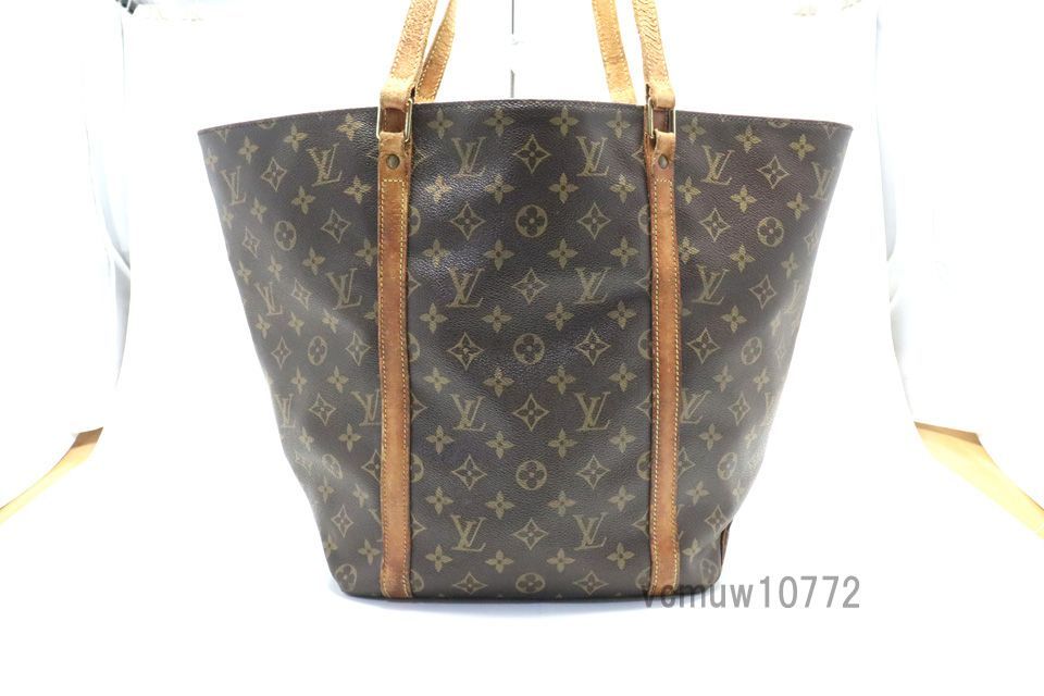 LOUIS VUITTON　サックウィークエンド　トートバッグ　モノグラム 希少中古□LOUIS VUITTON モノグラム サックショッピング レザー