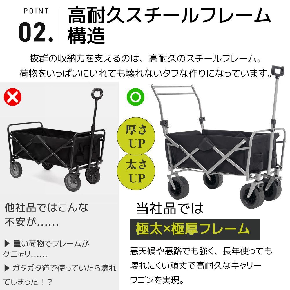 ベージュ｜両手ハンドルワゴン｜コンパクト折りたたみ｜後部開放型｜軽量