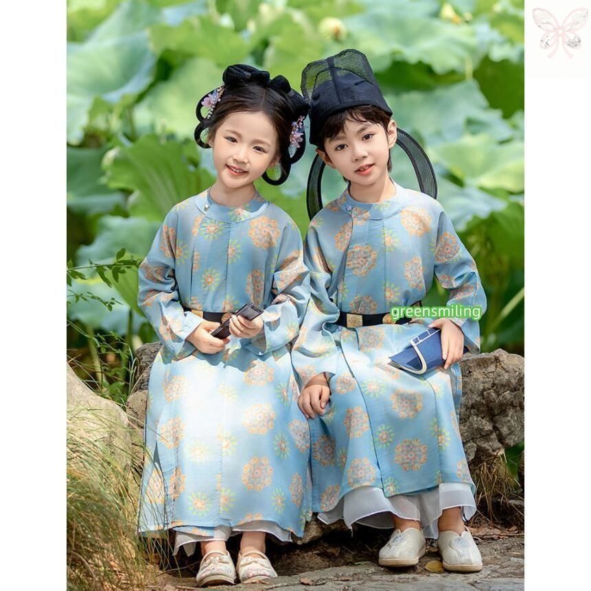 子供宋朝漢服セット ワンピース ガウチョパンツ2点セット 男女兼用中華風女の子 男の子古典ダンスウェア ベルト付き 普段着 クリスマ LLC-HASEGAWATOSO_COM