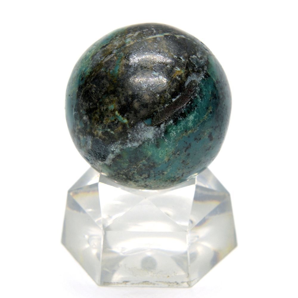 天然ターコイズ 30mm丸玉 台座付き[NO.2] ☆パワーストーン スフィア