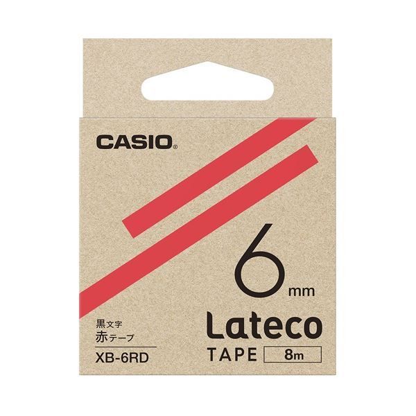 （まとめ）カシオ計算機 ラテコ専用テープXB-6RD 赤に黒文字（×30セット）