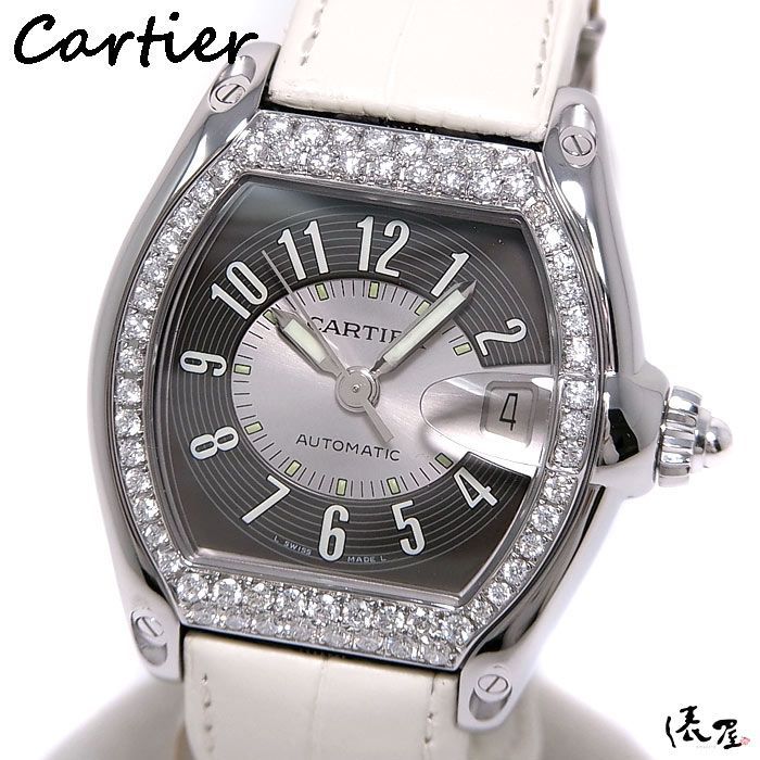 【ダイヤベゼル】カルティエ ロードスター LM 自動巻 OH済 極美品 加工後未使用 メンズ Cartier 時計 腕時計 中古【送料無料】