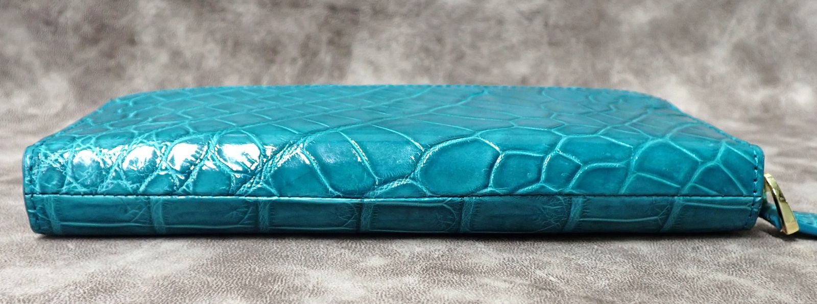 クロコダイル ターコイズブルー ラウンドファスナー長財布 新品 高品質