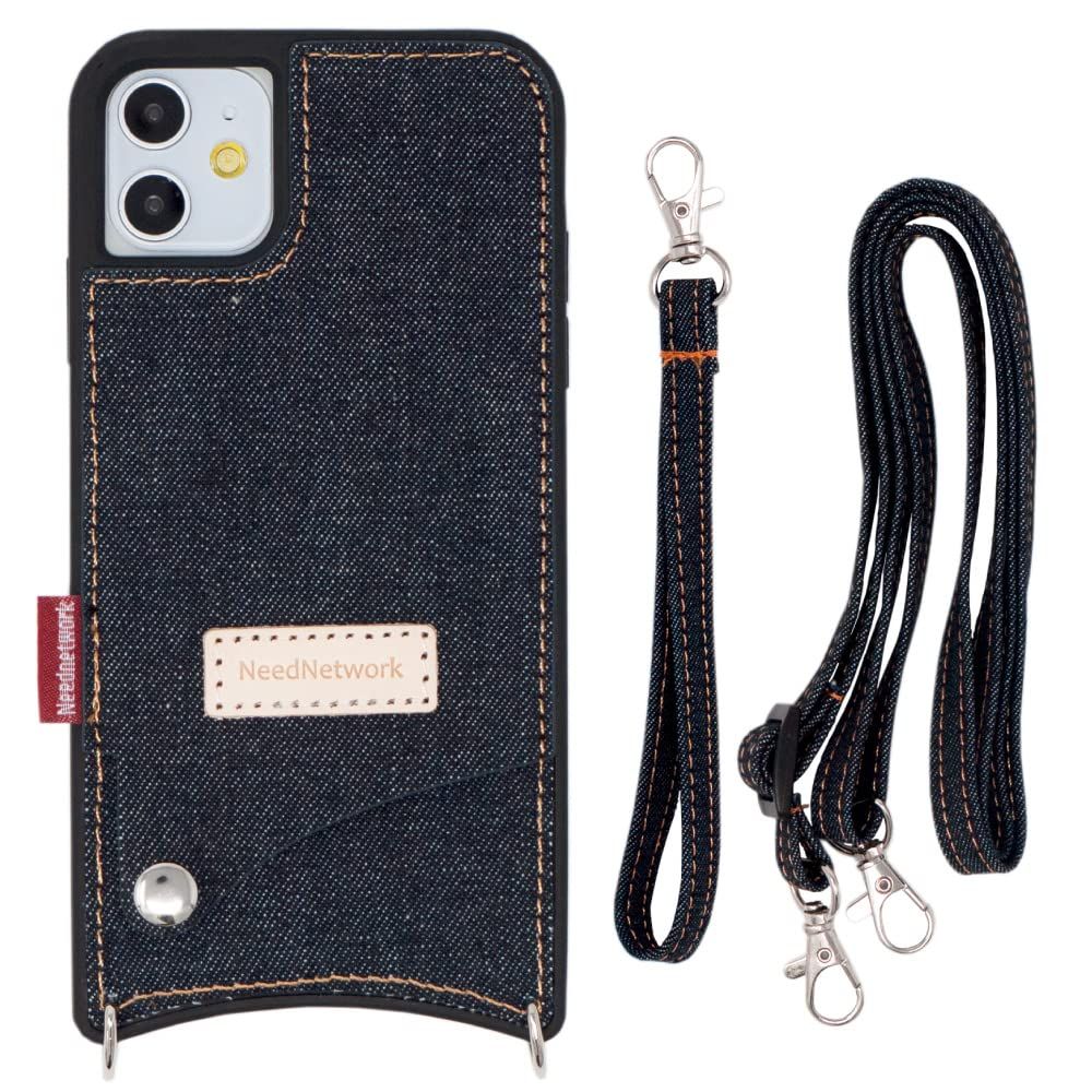 【在庫処分】ショルダータイプ カード入れ ショルダー付き ショルダー スマホショルダー ケース スマホ 用 スマホショルダーストラップ iPhone11 岡山デニム NeedNetwork