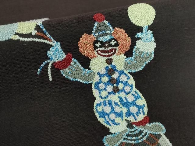 平和屋本店□極上 中国三大刺繍 総相良刺繍 総刺繍 太鼓柄袋帯 紬地  