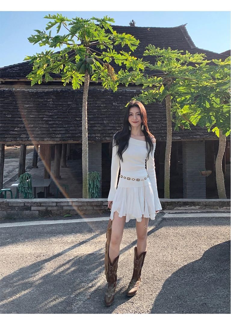 ミニ丈パフスカート レース