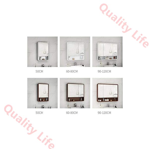 棚トイレ洗面化粧台収納キャビネット付きダブルドア壁掛け浴室のミラーキャビネットバスルームの化粧鏡