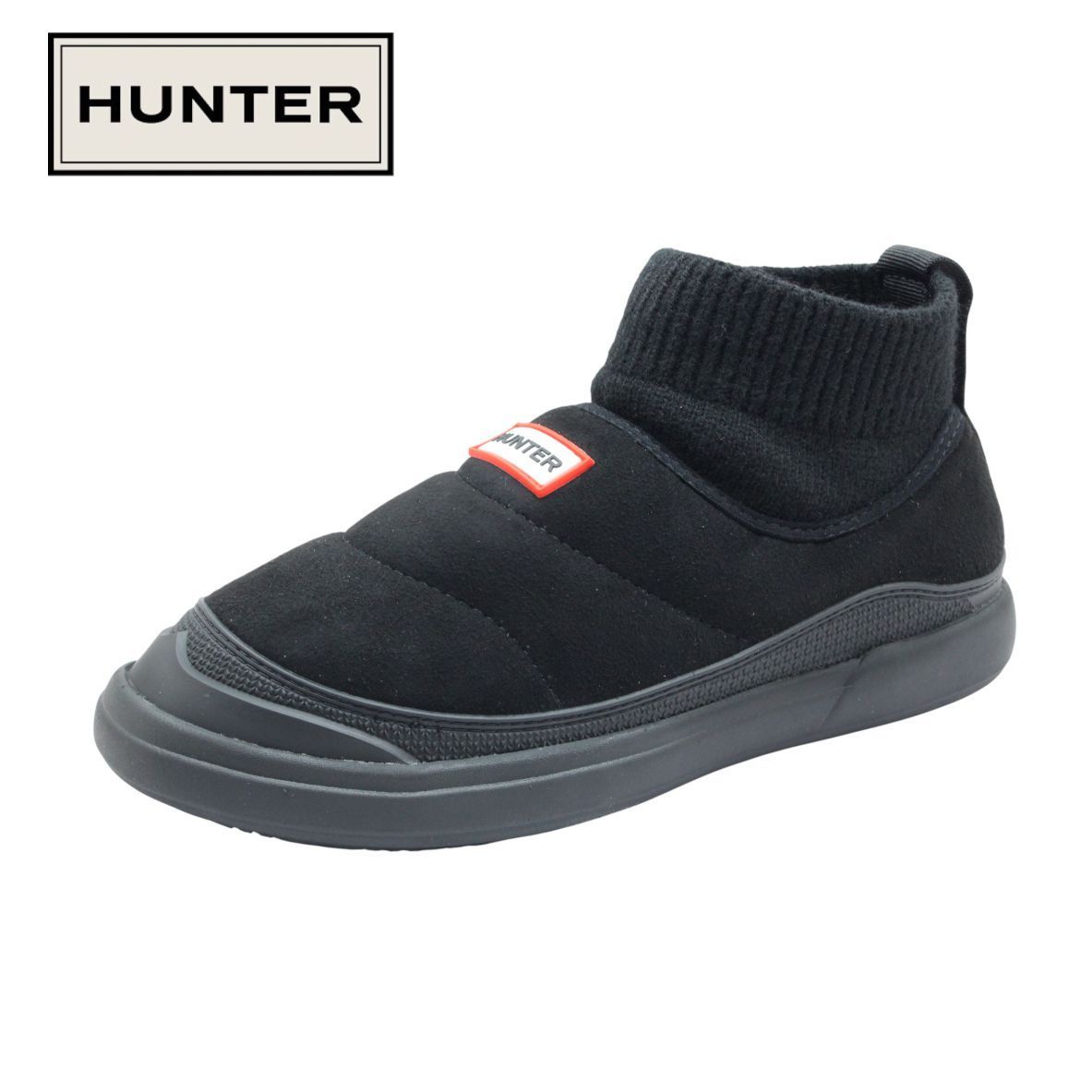 HUNTER ハンター UFS 7115 REN BLACK ブラック 黒 レディース ブーツ U IN|OUT FAUX SUEDE KNITTED CUFF BOOT インアウト フェイク スエード ニッテッド カフ ブーツ 撥水 靴