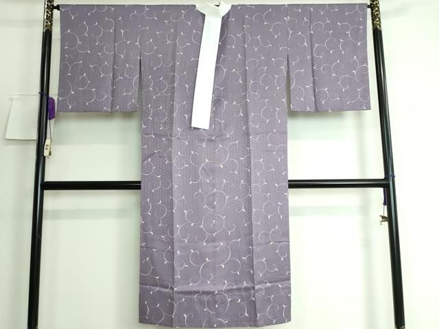 平和屋本店■上質な長襦袢　無双仕立て　唐草文　葡萄鼠色地　逸品　DZAA5516kh5 平和屋本店□上質な長襦袢 無双仕立て 唐草文 葡萄鼠色地 逸品