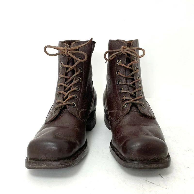 スウェーデン軍 ブラウン スクエアトウ ビンテージ レザー ブーツ 157 U