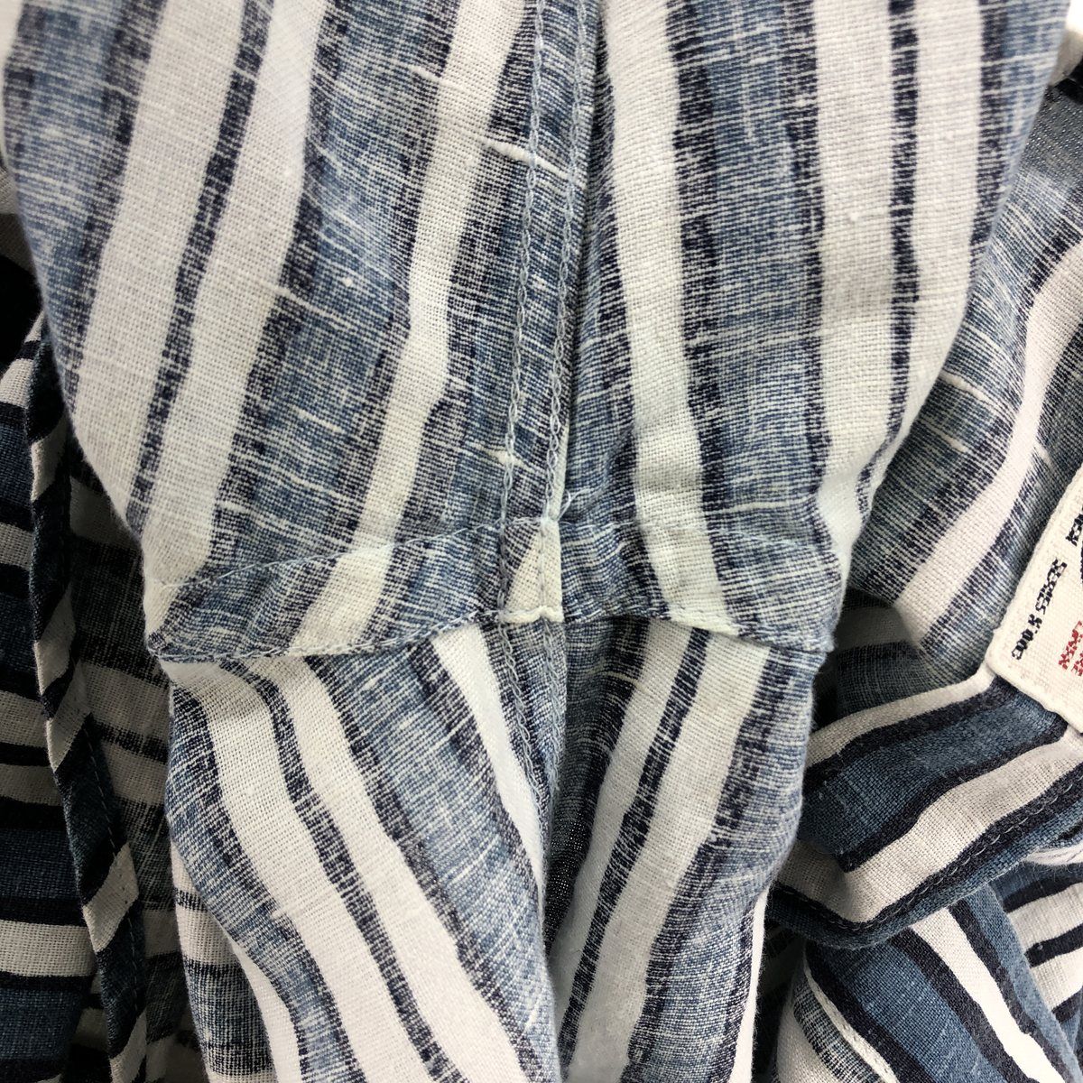 ジョルジオアルマーニ　イタリア製　長袖リネンシャツ　青　38 古着 ジョルジオアルマーニ イタリア製 長袖リネンシャツ 青 38 古着