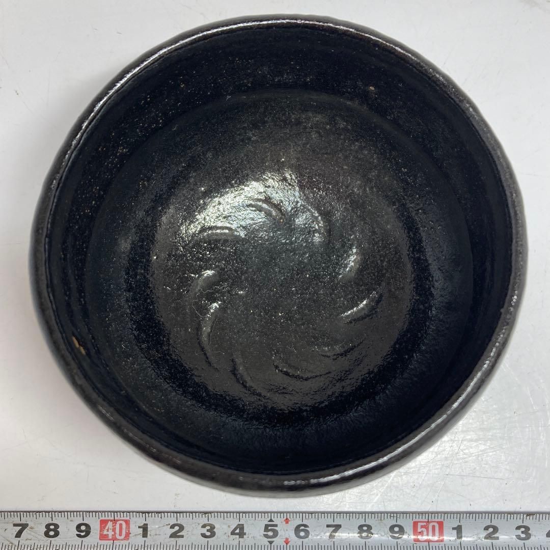 佐々木昭楽 長次郎写 黒楽茶碗 共箱 直径11㎝ 東ま5-