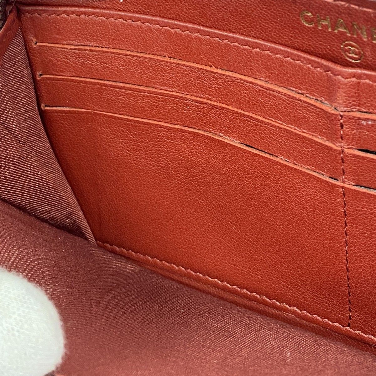 5ge6251-h】シャネル 長財布 Vステッチ 2.55 カーフスキン ボルドー  