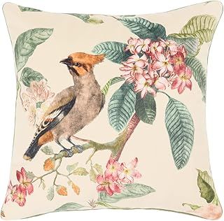 川島織物セルコン クッションカバー バードガーデン アイボリー 45×45cm LL1333 洗える 花柄 アニマル エキゾチック モダン