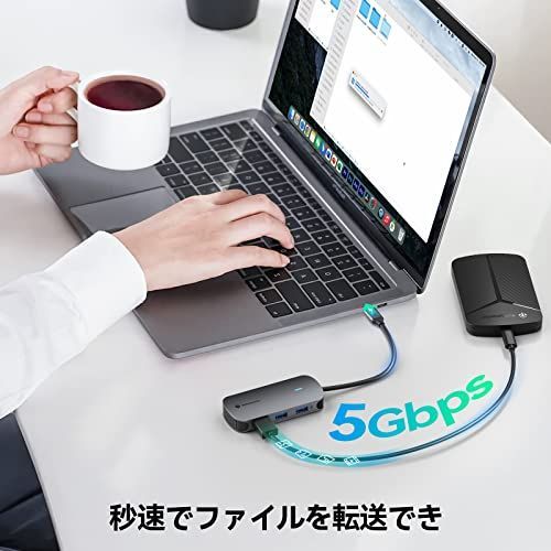 6ポート_グレー Yottamaster USB C ハブ 6-in-1 USBハブ アダプタ