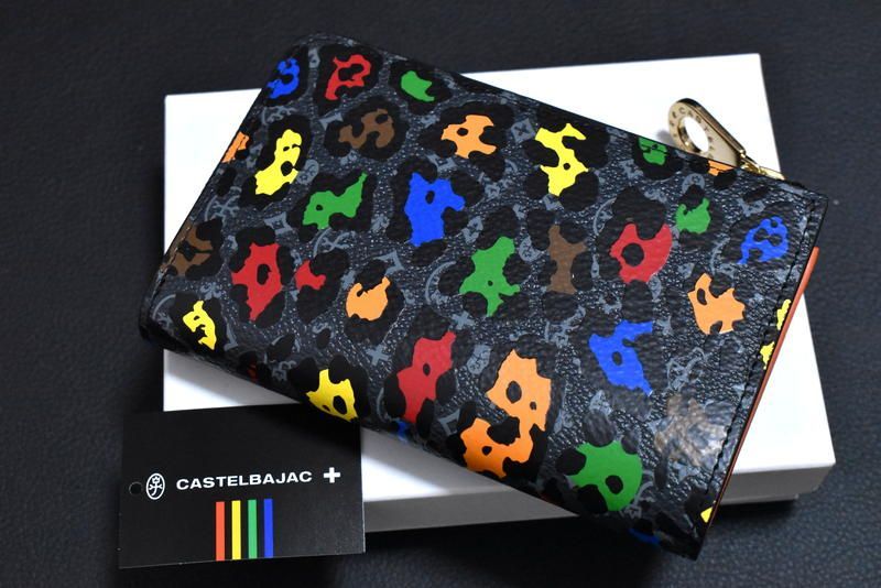 【新品】カステルバジャック　長財布　レオパード　シロ 新品 CASTELBAJAC【レオパード】牛革 2つ折り財布 セミ長財布