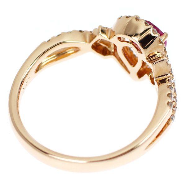 K18PG ペアシェイプ ルビー ダイヤモンド リング 0.76ct D0.27ct  
