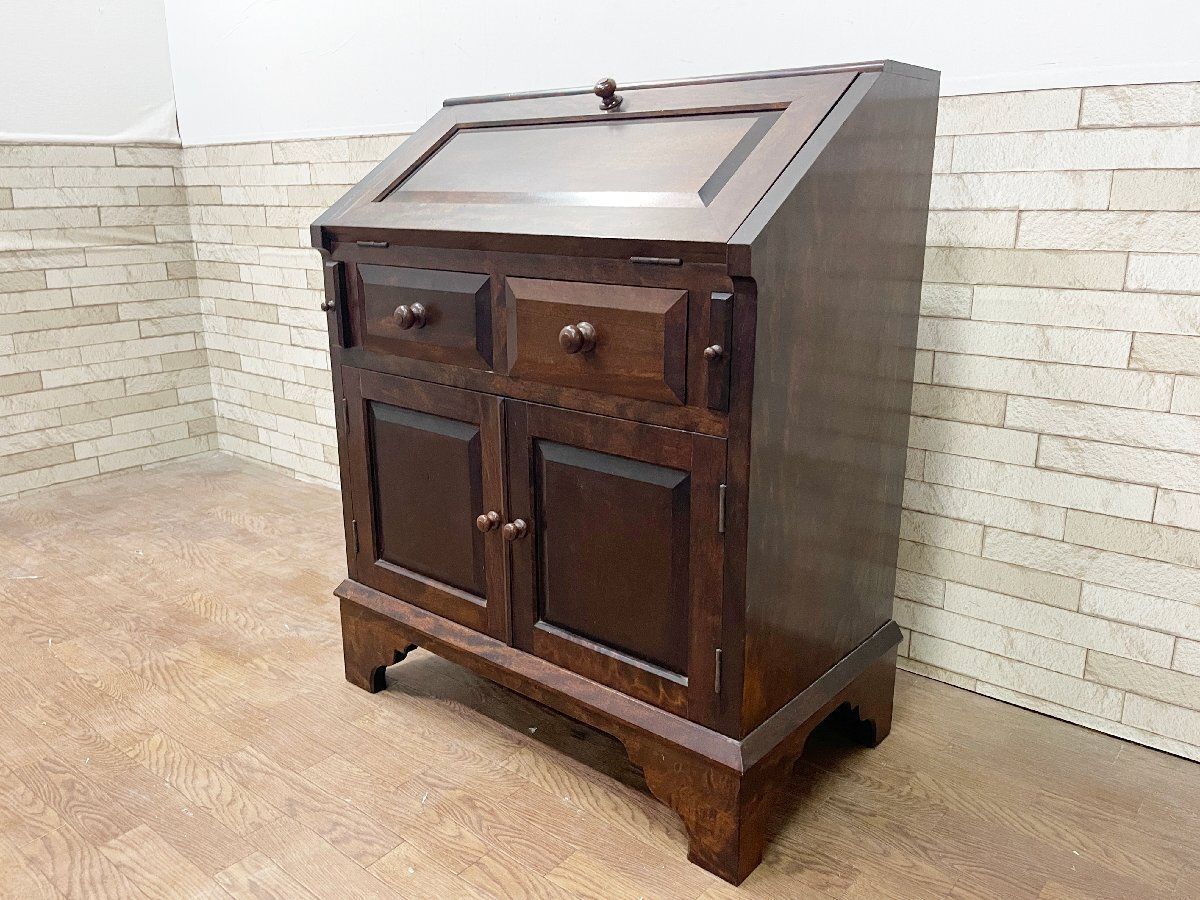 希少品　民芸家具ライティングビューロー デスク 机 書斎 チェスト　送料込み 楽天市場】【開梱設置無料】 北海道民芸家具 ライティングデスク