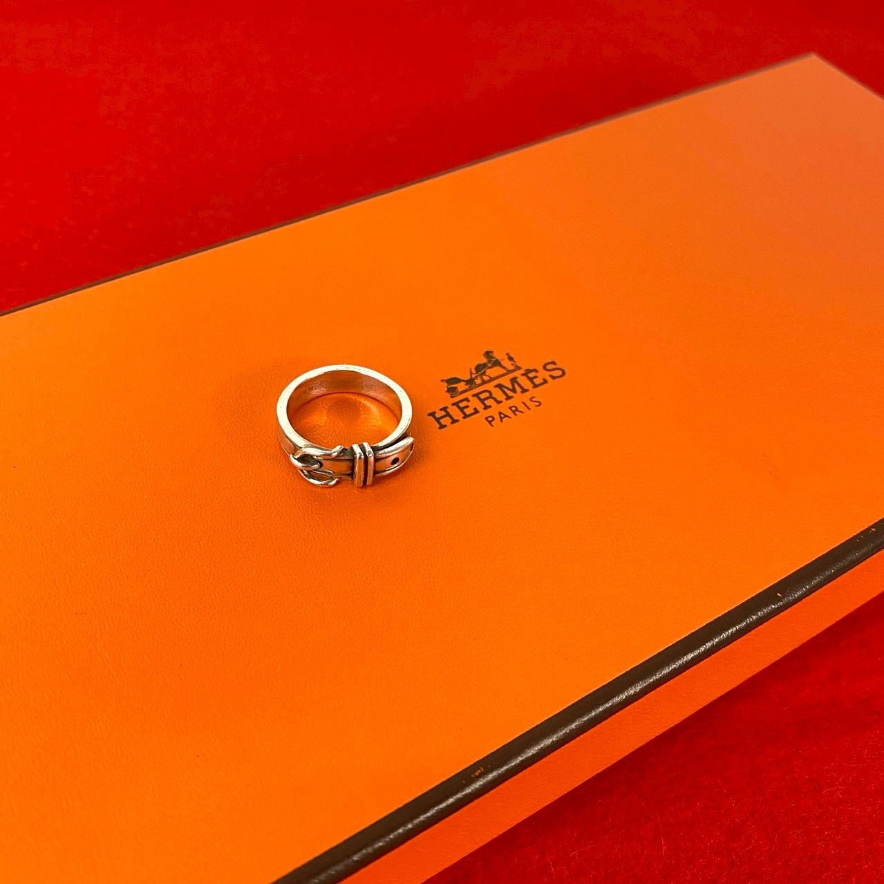 HERMES エルメス サンチュール ベルト モチーフ シルバー925 リング 指輪 12号 アクセサリー 小物 シルバー 42829
