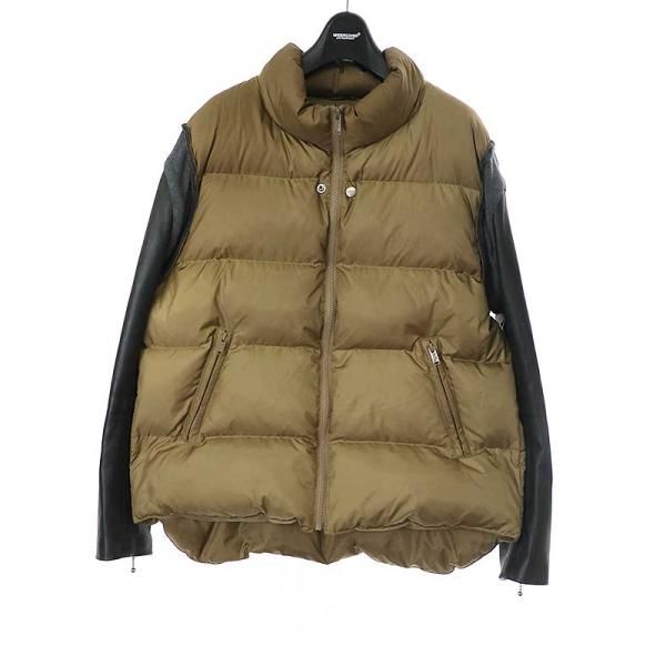 UNDERCOVERアンダーカバー22AWレザースリーブダウンジャケットブラウン 