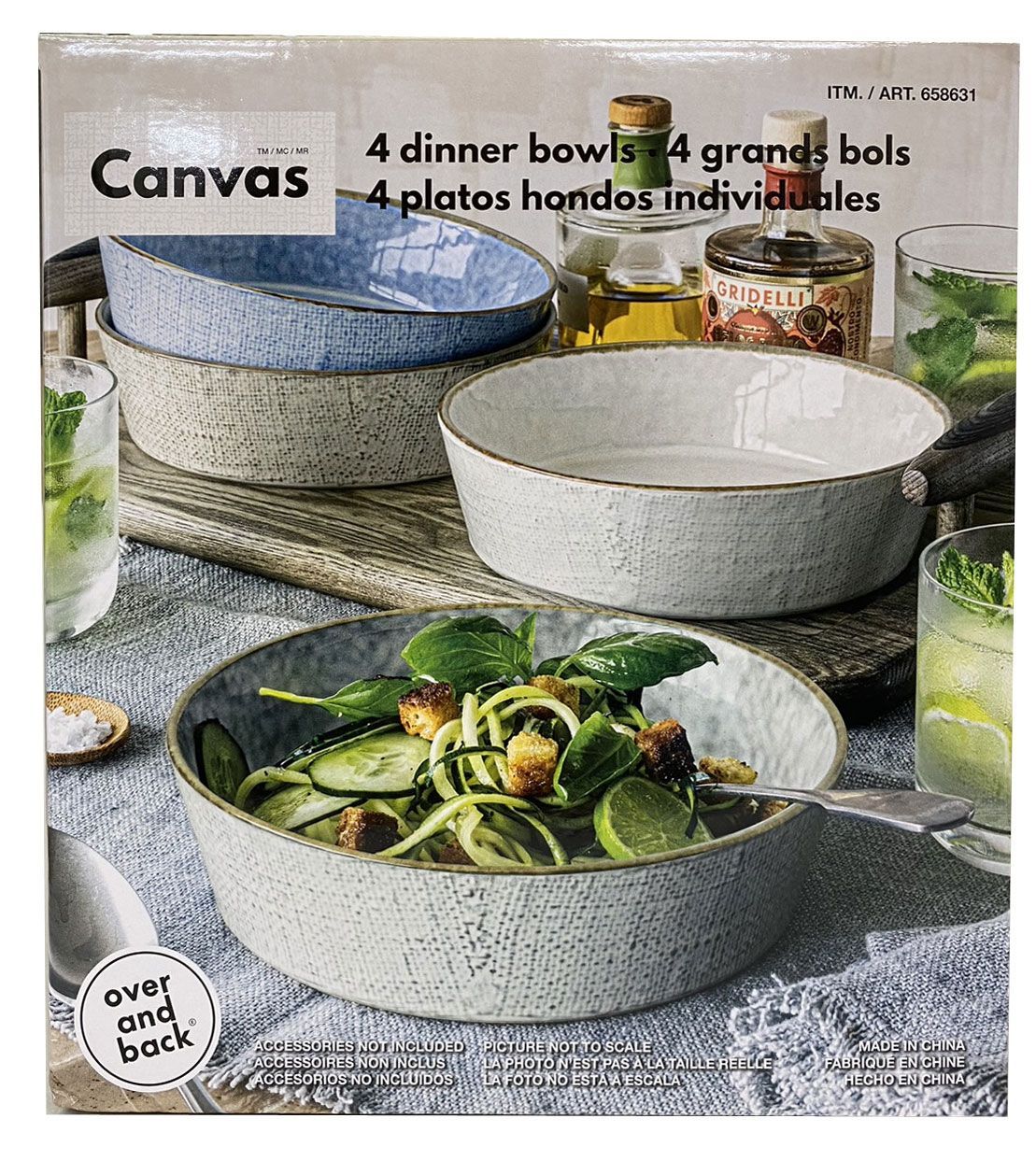 ブルーディナーボウル over and back 「Canvas」ディナーボウル4枚セット(4色) 直径約