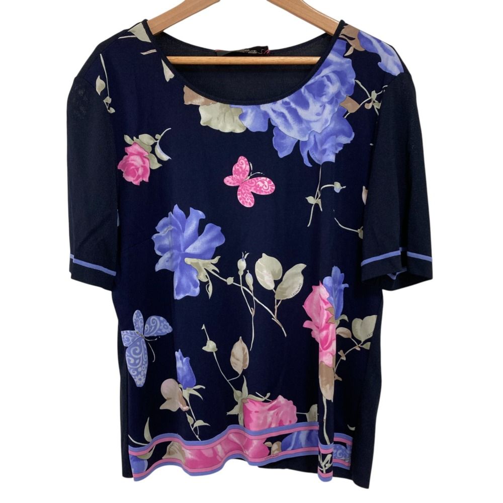 美品 LEONARD レオナール カンカンストレッチ フラワープリント