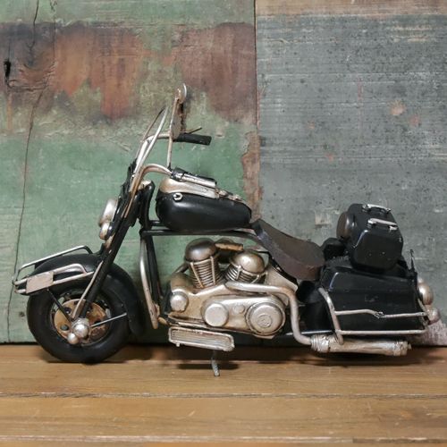 オートバイ ブリキのおもちゃ ブラック バイク インテリア