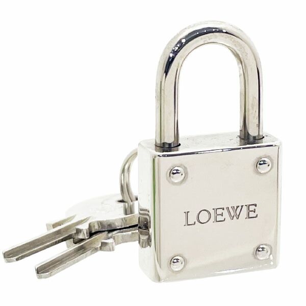 ロエベ パドロック アナグラム ロゴ カデナ キー2本 メタル シルバー金具 LOEWE 南京錠 鍵 カギ キーホルダー チャーム ブランド小物