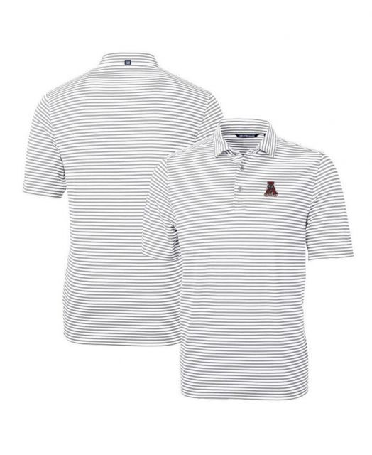 【送料無料】 カッターアンドバック メンズ ポロシャツ トップス Men's Alabama Crimson Tide Throwback Logo Virtue Eco Pique Stripe Polo Gray
