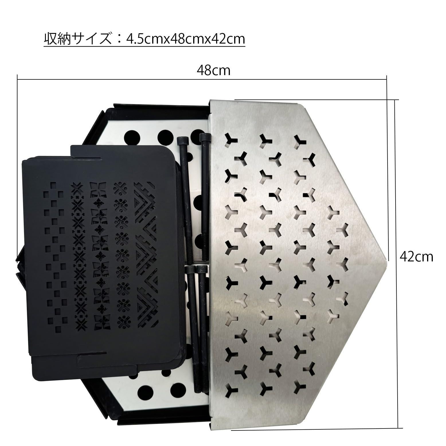 では、お注文を楽しみね！ 焚き火台 収納バッグ付き 組み立て キャンプ アウトドア 携帯便利 大型 五徳 コンパクト 幅47cm 焚火台 Solotour 笑顔のある