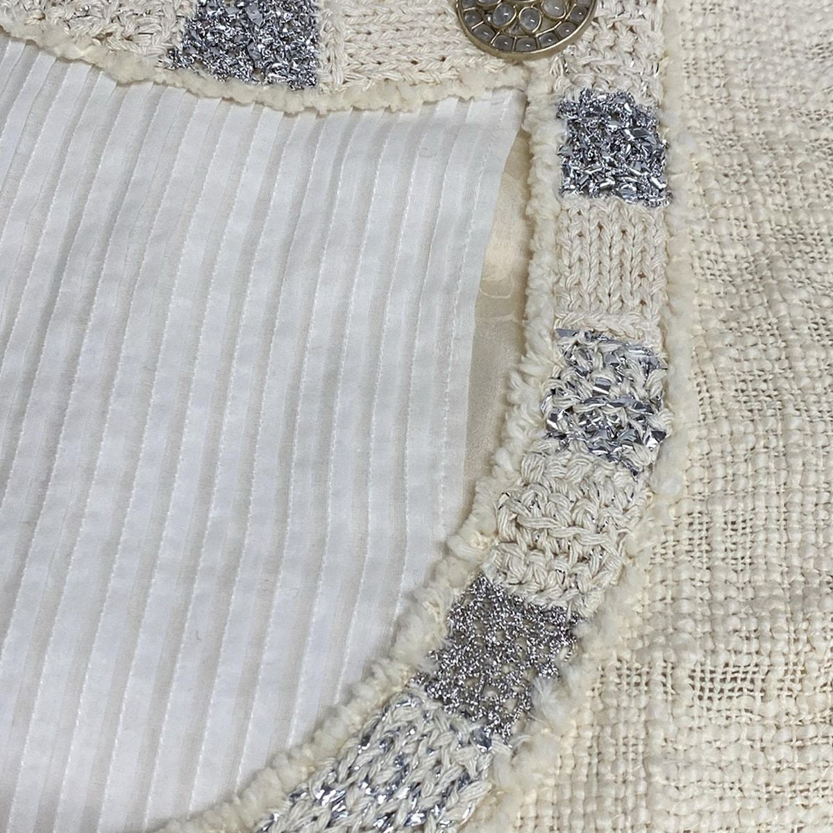 アイボリー×白×シルバー 長袖|ひざ丈|ツイード|グリポアボタン|2012年