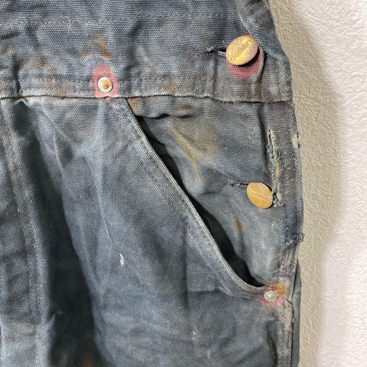 Carhartt 中綿 ダック ダブルニー オーバーオール W32 ブラック