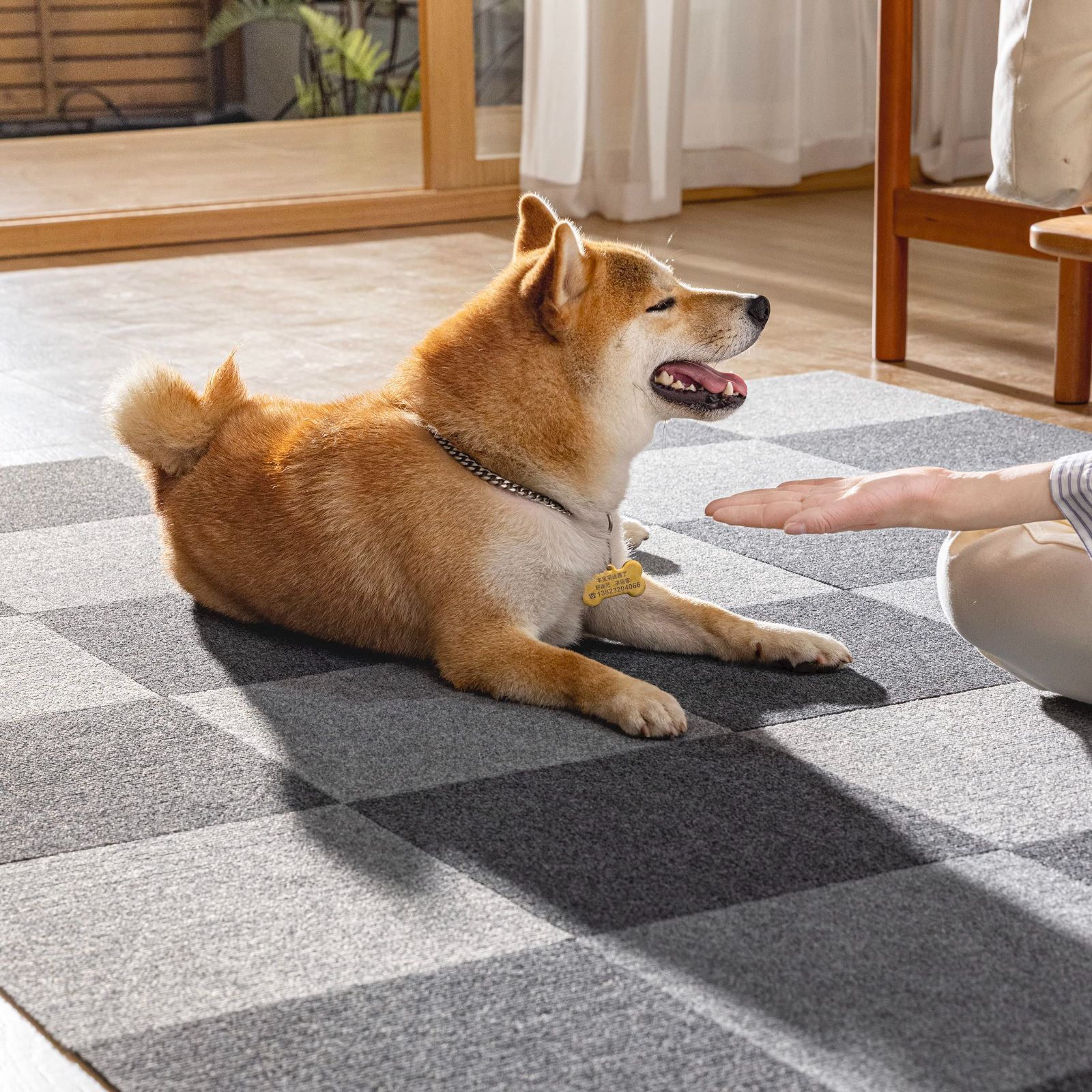 Size 45*45*0.4cm 40枚入り _Color ダークグレー ライトグレー SHIEN ジョイントマット 吸着マット タイルマット 45*45*0.4cm 40枚セット ズレない めくれない カーペット 防音マット フローリングカーペット 滑りと