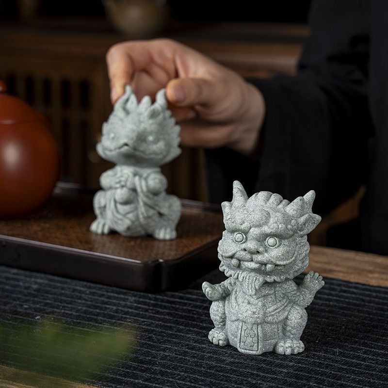 ☆ 伝統工芸 狛犬 シーサー 小物入れ 置物 開運 縁起物 寿山石 ☆