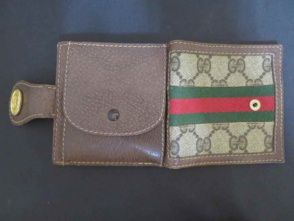 BJK2☆グッチ/GUCCI シェリーライン GG柄 二つ折り 財布 オールド