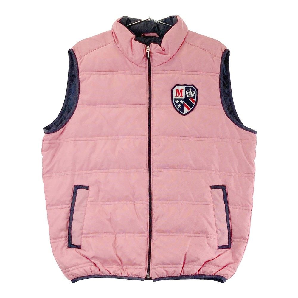 サイズ：L MUNSING WEAR マンシングウェア  ダウンベスト 千鳥柄 レッド系 [240101408802] ゴルフウェア メンズ ストスト MUNSING WEAR マンシングウェア ダウンベスト 千鳥柄 レッド系 L
