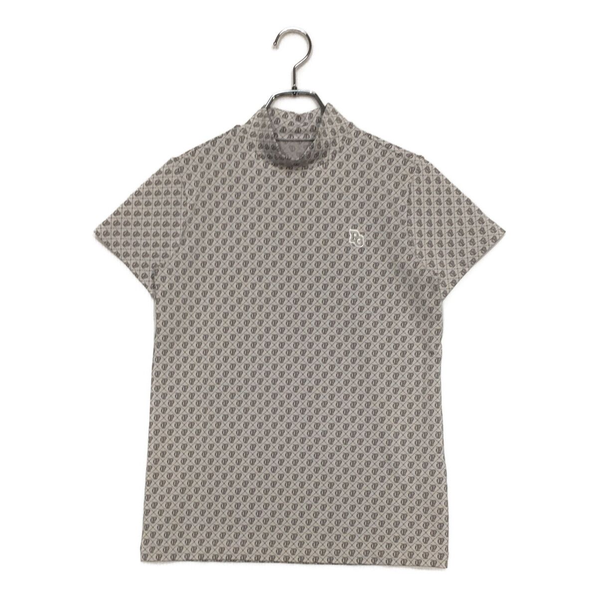 レディース パーリーゲイツ PEARLY GATES 半袖シャツ 2 L 白×グレー ハイネック 総柄