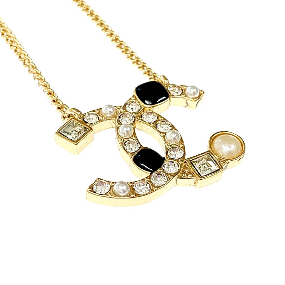 中古】CHANEL シャネル GP ラインストーン パール C20C ココ