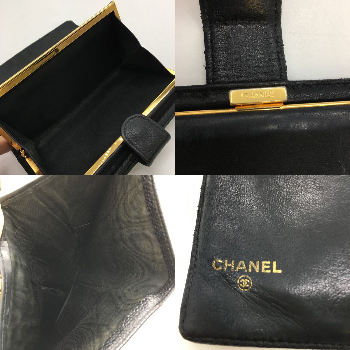 CHANEL シャネル 財布 キャビアスキン デカココマーク がま口 ブラック ◎◎CHANEL シャネル キャビアスキン デカココ がま口 財布