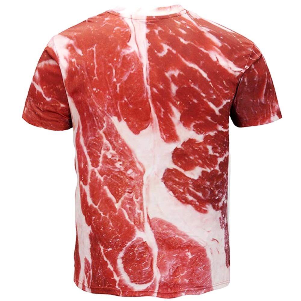 肉 Tシャツ おもしろ 半袖 大きいサイズ 3Dプリント : おもしろTシャツ 3D | Large 即日発送[SCGEHA] SCGEHA Print, Meat, glaughin（グラフィン