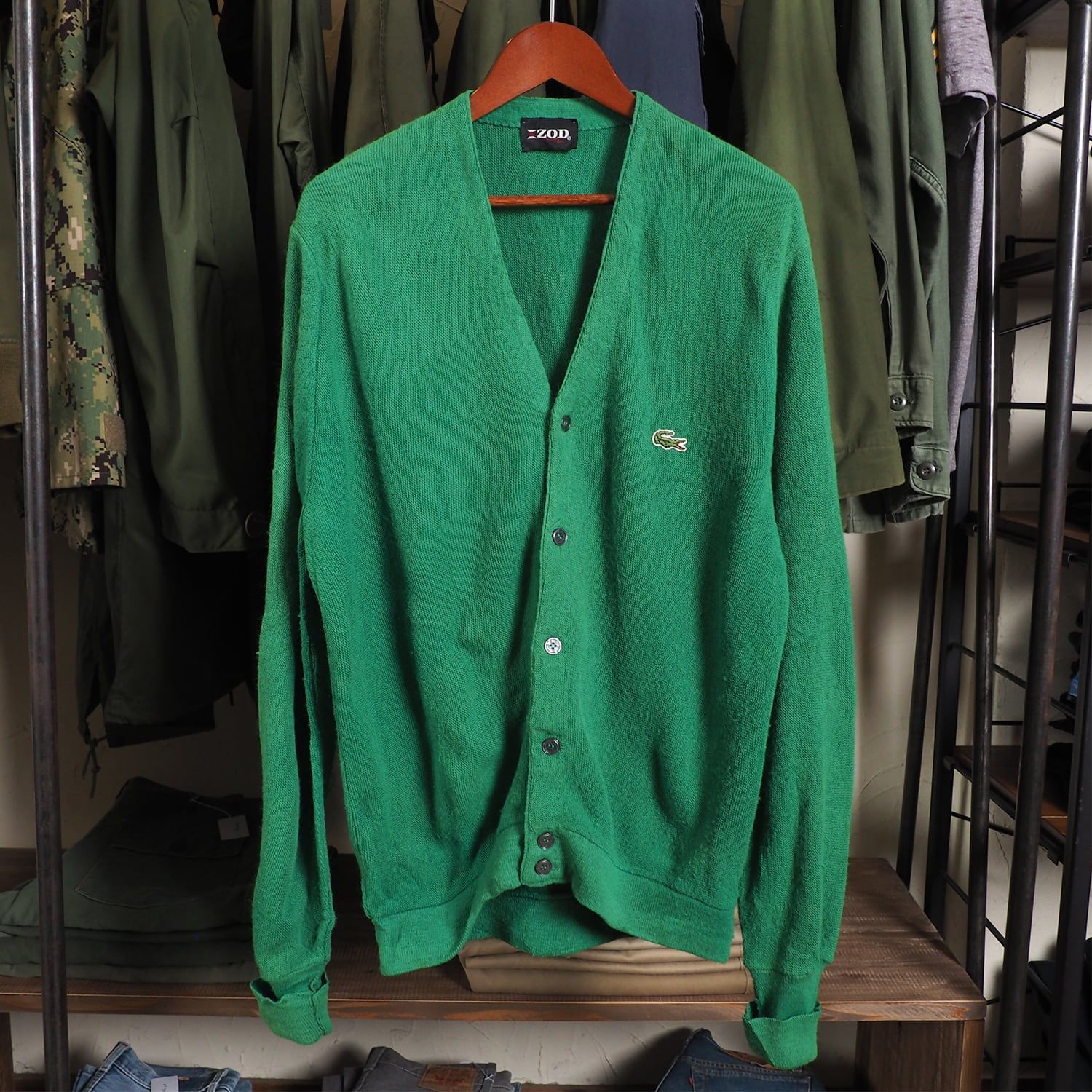 IZOD LACOSTE ラコステ ヴィンテージカーディガン 糸巻きタグ M 