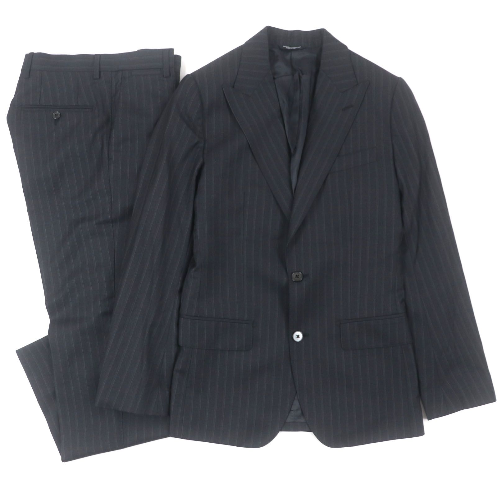 極美品✨ドルチェ&ガッバーナ SICILIA セットアップ ストライプ 46 極美品▽DOLCE&GABBANA ドルチェ＆ガッバーナ SICILIA ウール100% 黒