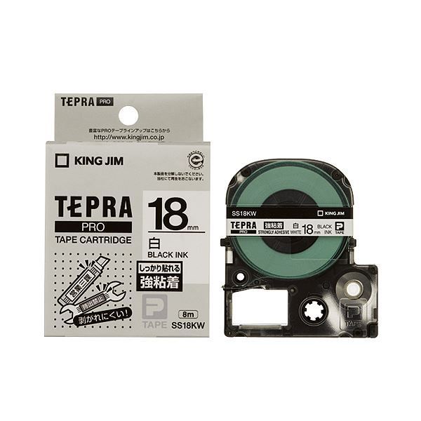 まとめ) キングジム テプラ PRO テープカートリッジ 強粘着 12mm 白