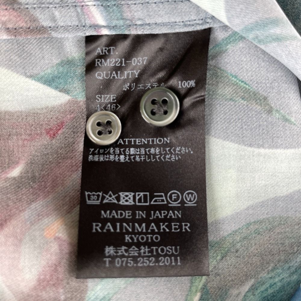 RAINMAKER レインメーカー 花柄 バンドカラー ロングテイルシャツ