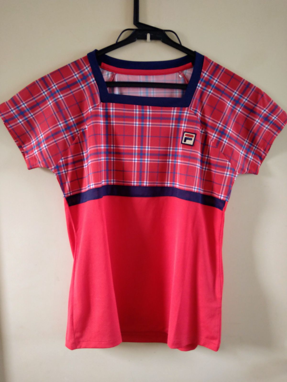 FILA フィラ テニスウェア ゲームシャツ Mサイズ 赤 チェック柄 美品
